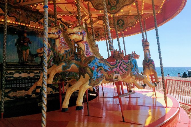 Fun, Flexible Treasure Hunt Around Brighton with Cryptic Clues & Hidden Gems - Brighton Palace Pier and West Pier: two very different seafront views