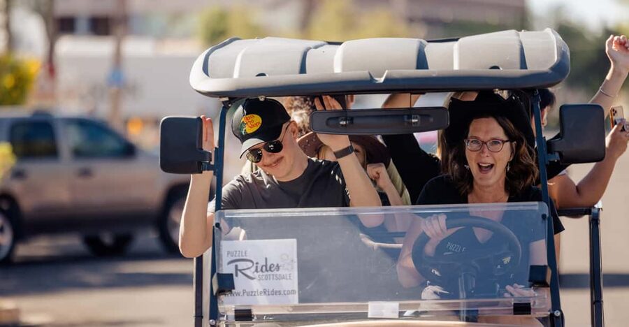 Scottsdale: Wild West Heist Puzzle Ride Adventure - Starting at Scottsdale City Hall with the red golf carts